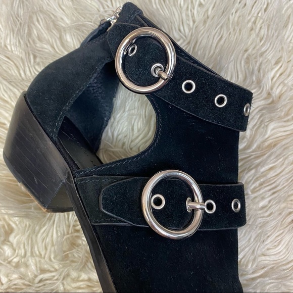 Rebecca Minkoff | ‘Kianna’ Black Leather Suede Cutout Western Ankle Booties - Picture 3 of 12